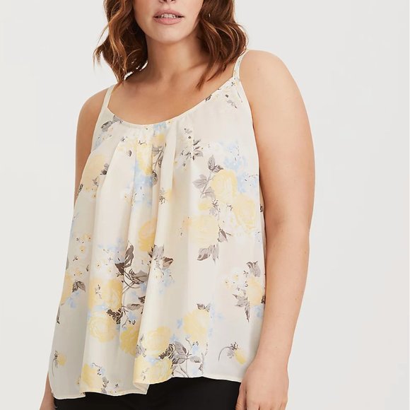 torrid Tops - Torrid Sophie Ivory Floral Georgette Swing Cami 2X